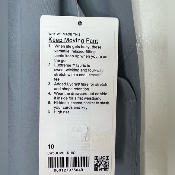 Lululemon Rhino Gray Keep Moving High Rise Luxtreme Full Length Pants Size 10 - Picture 11 of 12